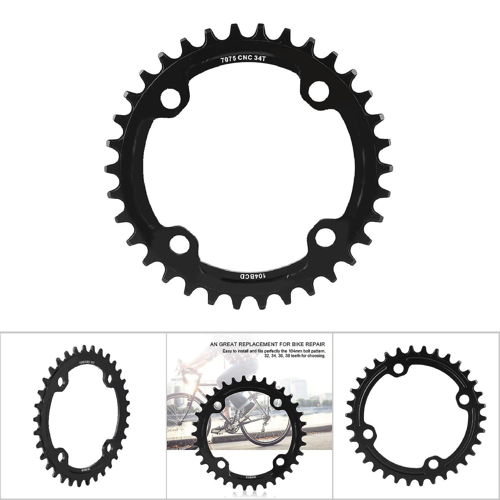 32/34/36/38t Bcd 104 Mountain Bike Steel Single Crank Chain Ring Repair Parts (black 34t)