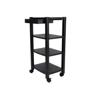 Mind Reader 4-Shelf Plastic Wheeled Printer Cart Organizer in Black PRCARTLG-BLK