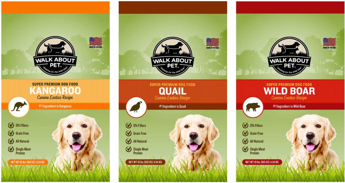 Walk About Wild Boar Canine Exotics Recipe Super Premium Dry Dog Food， 10-lbs bag