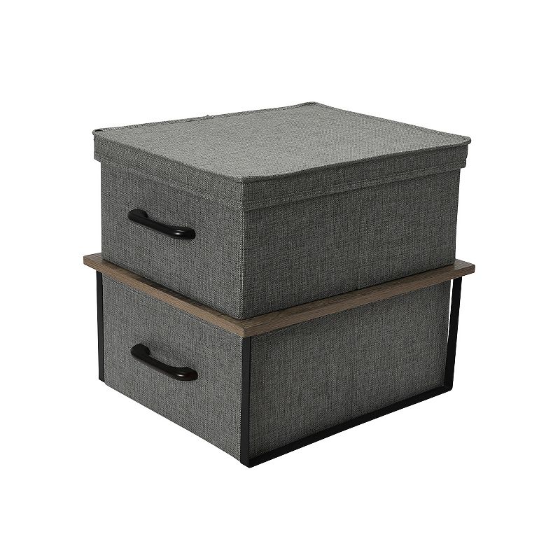 Household Essentials Set of 2 Stacking Storage Boxes with Frame