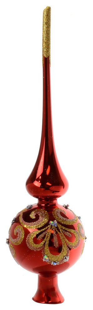 inchVictoriainch Red Glass Christmas Tree Topper   Contemporary   Christmas Ornaments   by XmasOrnamentsWorld  Houzz