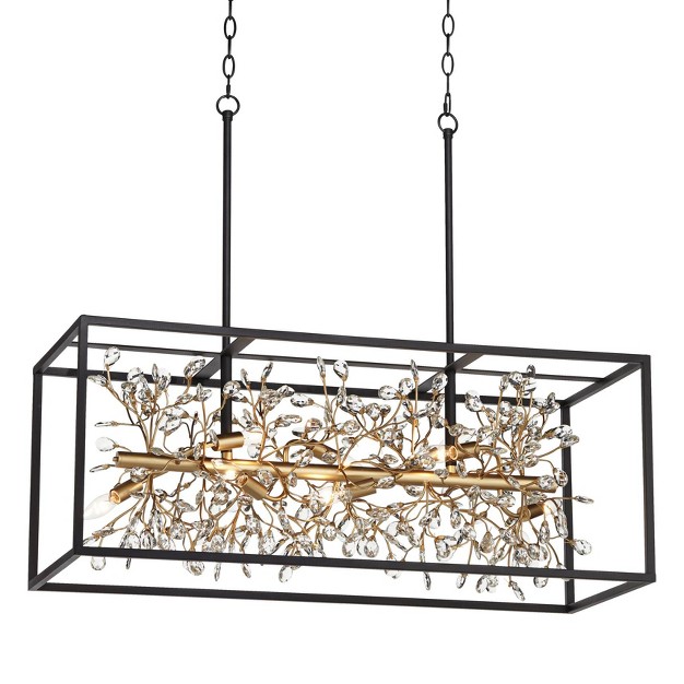 Wide Modern Clear Crystal 8 light Fixture For Dining Room Kitchen Island Home