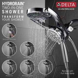 Delta HydroRain 4-Spray Patterns 1.75 GPM 6 in. Wall Mount Dual Shower Heads in Chrome 75699