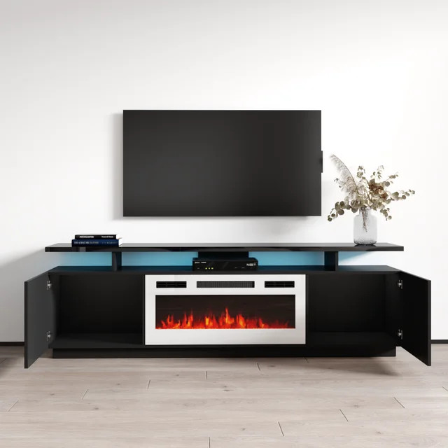 Modern Entertainment Center  Large Floating Top  ampElectric Fireplace   Modern   Entertainment Centers And Tv Stands   by Declusia  Houzz