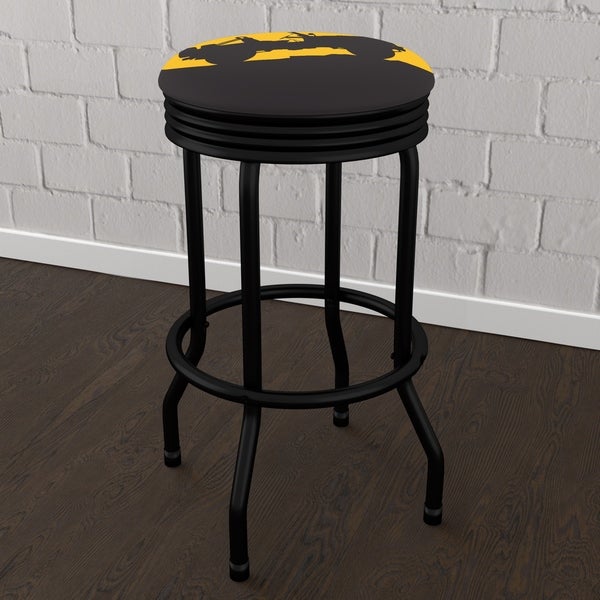 Jeep Silhouette 360 Degree Swivel Black Ribbed Barstool with Foam Padded Seat - 20.75 x 20.75 x 29