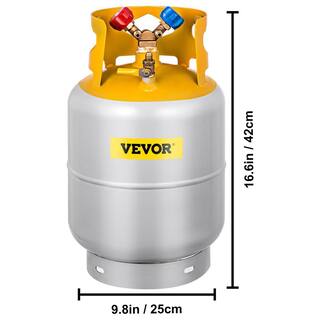 VEVOR Refrigerant Recovery Tank 30 lbs. Capacity Refrigerant Recycling Machine Double Y-Valve Collar LiquidVapor 14 SAE LMHSJ30LBZLJG0001V0