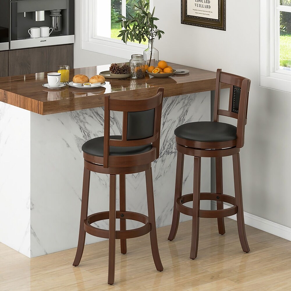 Gymax 30.5'' Swivel Bar Stool Set of 2 Counter Height Bar Stools