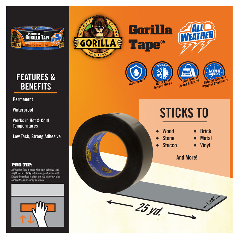 GORILLA TAPE BLACK 25YD