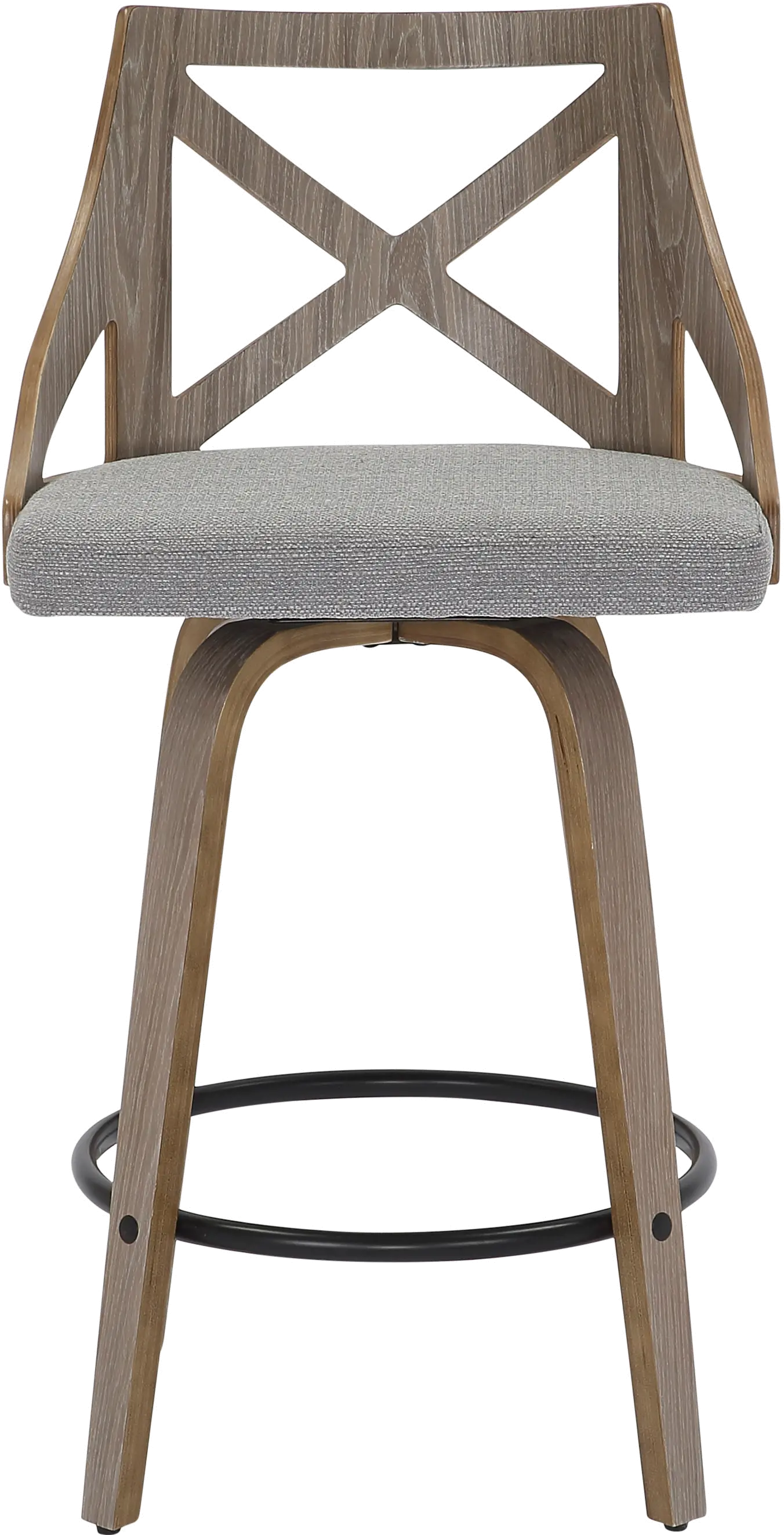 Charlotte Gray and Light Gray Wood Counter Stool， Set of 2