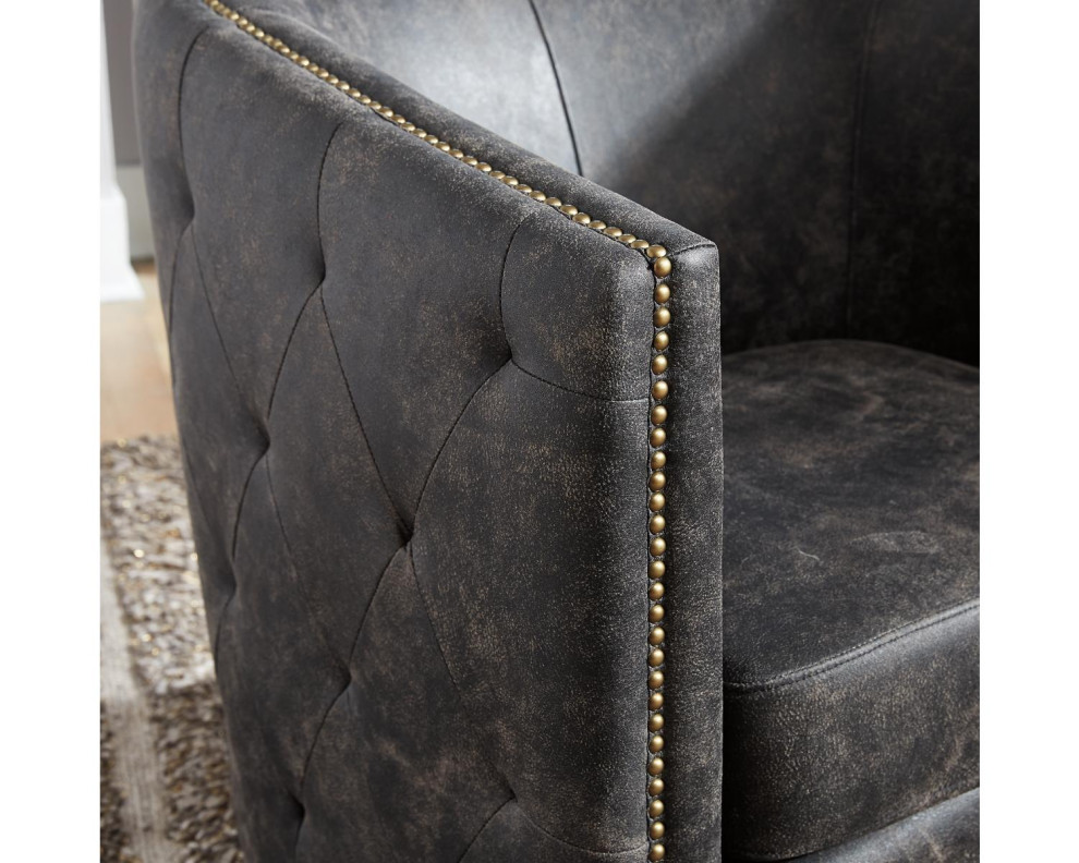 Brentlow Distressed Black Swivel Chair   Transitional   Armchairs And Accent Chairs   by Ashley Furniture Industries  Houzz