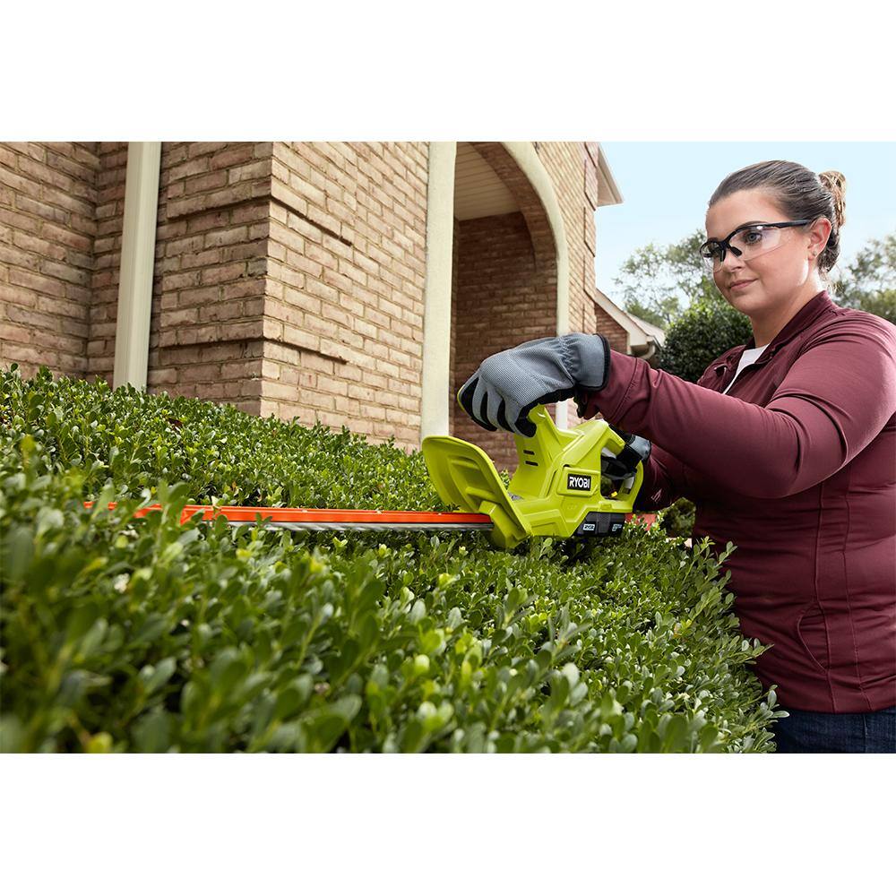 RYOBI ONE+ 18V Cordless Battery String TrimmerEdger Hedge Trimmer Blower (3-Tool) w (2) 2.0 Ah Batteries and Charger P20131