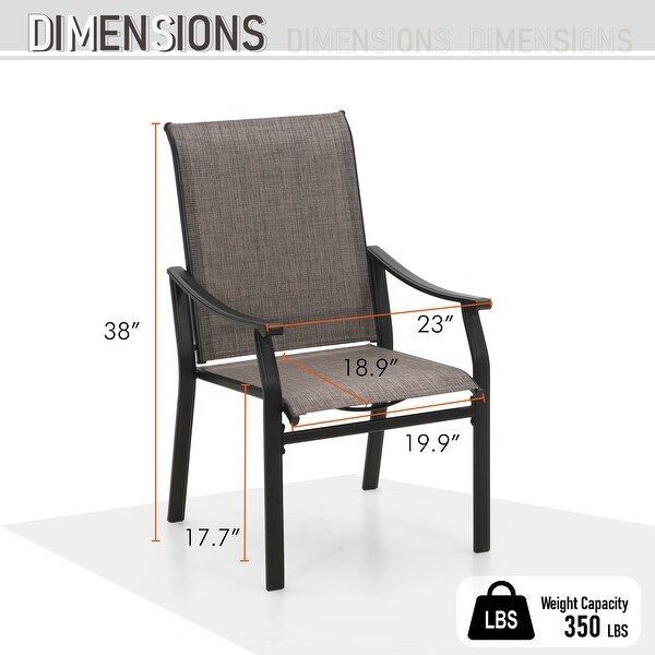 MAISON ARTS Patio Dining Set 7 Pieces with 1 Rectangle Teak Color Table and 6 Textilene Fabric Padded Armchairs