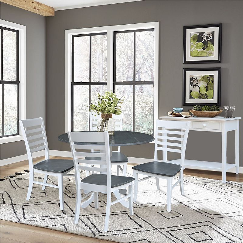 International Concepts Drop Leaf Dining Table and Ladderback Chair 5-piece Set