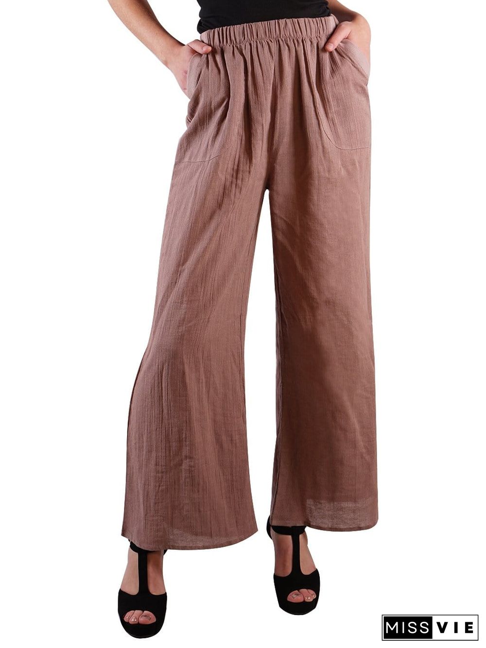 Casual Cotton Elastic Waist Pants