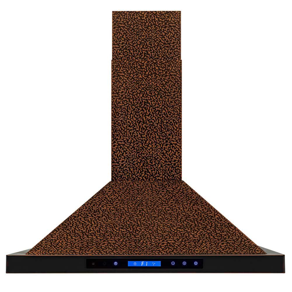 AKDY 30 in 343 CFM Convertible Kitchen Wall Mount Range Hood in Embossing Copper with LED and Touch Control