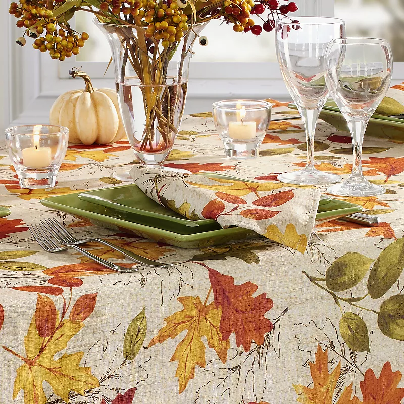 Elrene Home Fashions Autumn Leaves Fall Printed Napkins， Set of 8