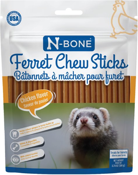 N-Bone Chicken Flavor Chew Sticks Ferret Treat， 3.74-oz bag