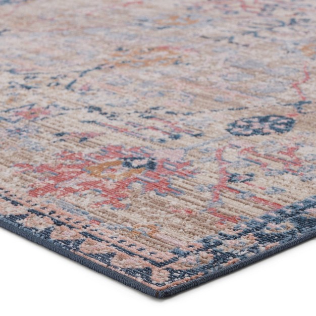 Elva Indoor outdoor Oriental Area Rug Tan blue Jaipur Living