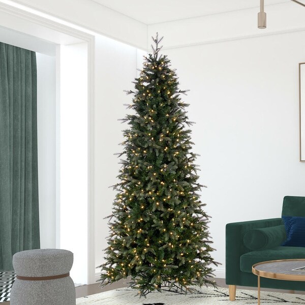 Vickerman 9' x 50 Douglas Fir Fir Artificial Slim PreLit Christmas Tree，DuraLit® Warm White LED Mini Lights.