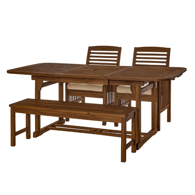 Ravenscroft 4pc Extendable Acacia Wood Outdoor Dining Set Saracina Home