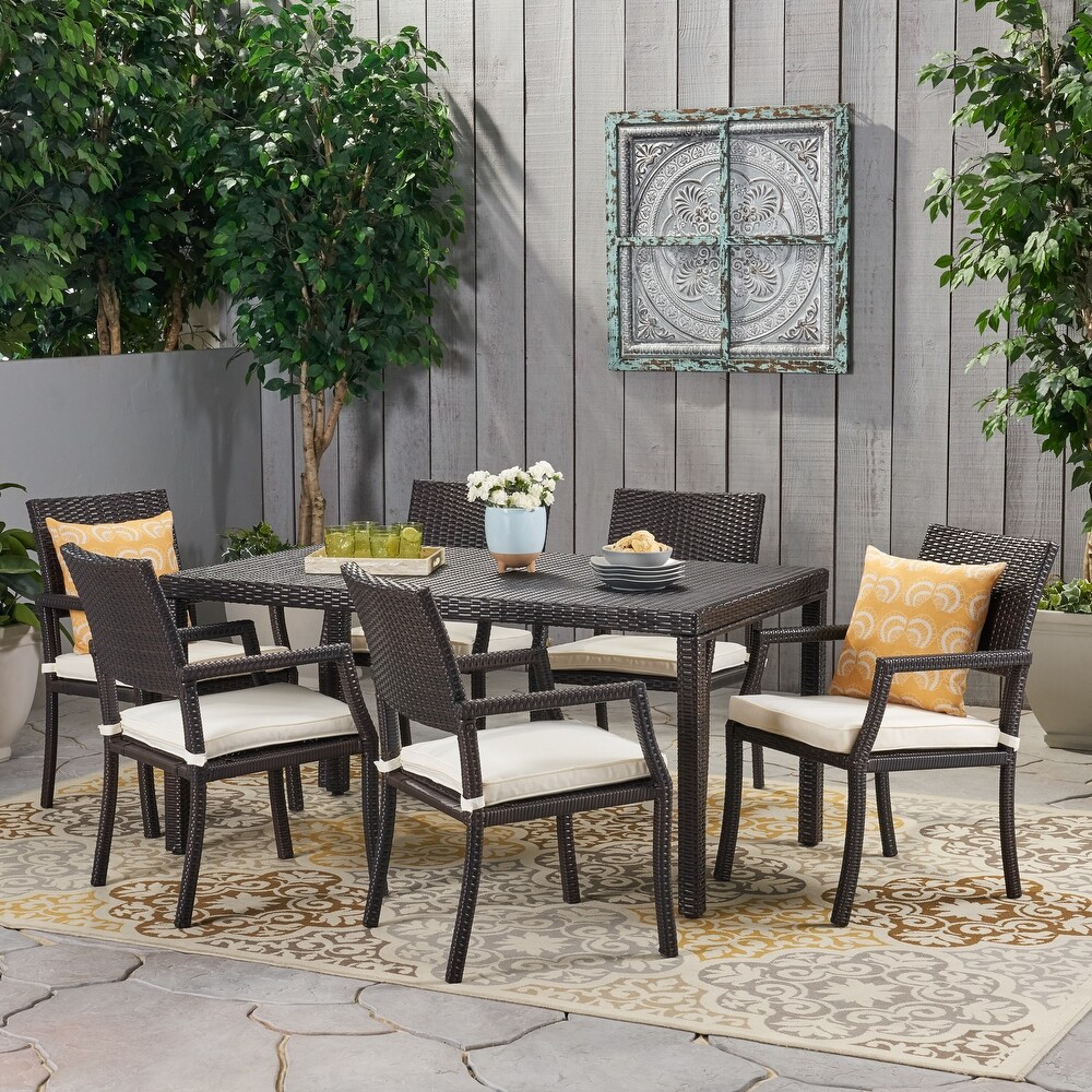 Rhode Island Wicker Outdoor 7 piece Wicker Dining Set by Christopher Knight Home