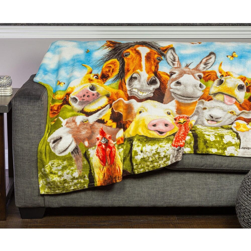 Farm Animals Selfie Super Soft Plush Fleece Throw Blanket