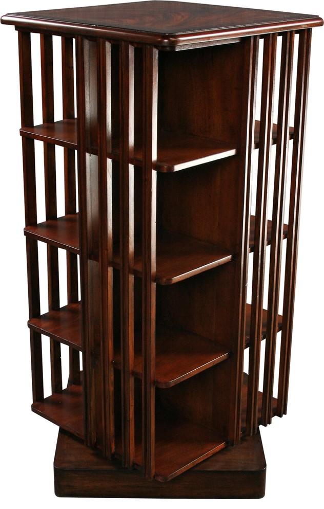 Bookcase English Regency Flame Mahogany Inlaid  Revolving 8 Sh   Transitional   Bookcases   by EuroLuxHome  Houzz