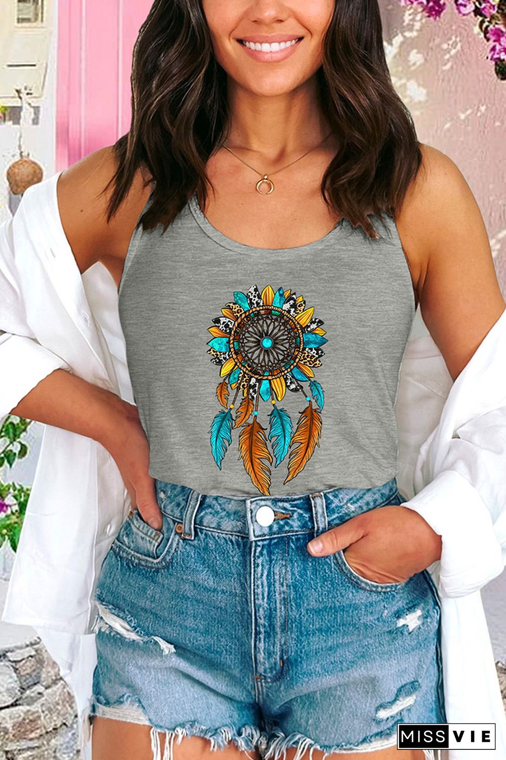 Sunflower Dreamcatcher Graphic Tank Top