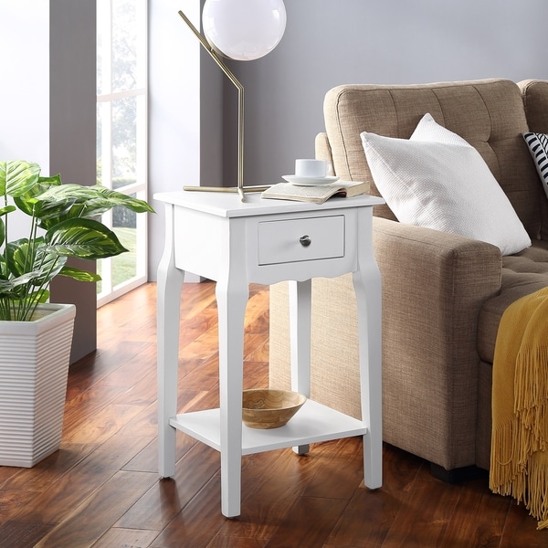 Roundhill Furniture Buren Wood End Table with Drawer