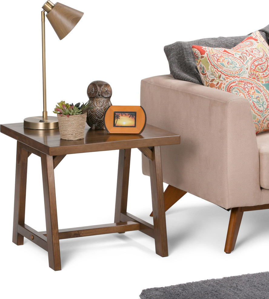 Sawhorse Solid Wood 22 quotwide Square Modern End Side Table   Transitional   Side Tables And End Tables   by Simpli Home Ltd.  Houzz