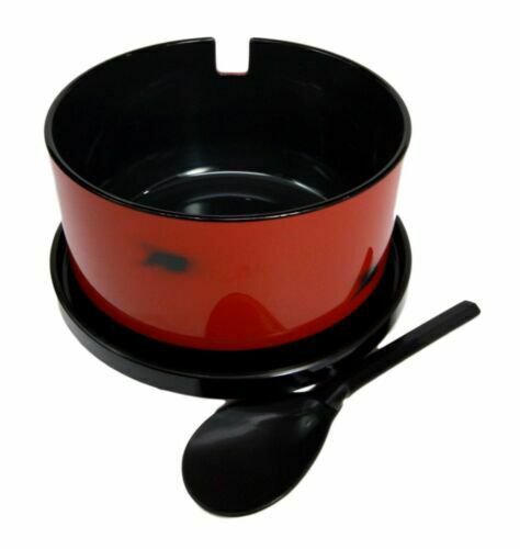 1 Japanese Restaurant Grade Red Ohitsu Rice Container Serving Bowl With Scoop EBR02