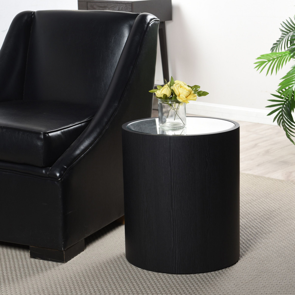 Dann Foley Lifestyle Oval Side Table Black Veneer  Inset Mirrored Table Top   Transitional   Side Tables And End Tables   by StyleCraft  Houzz