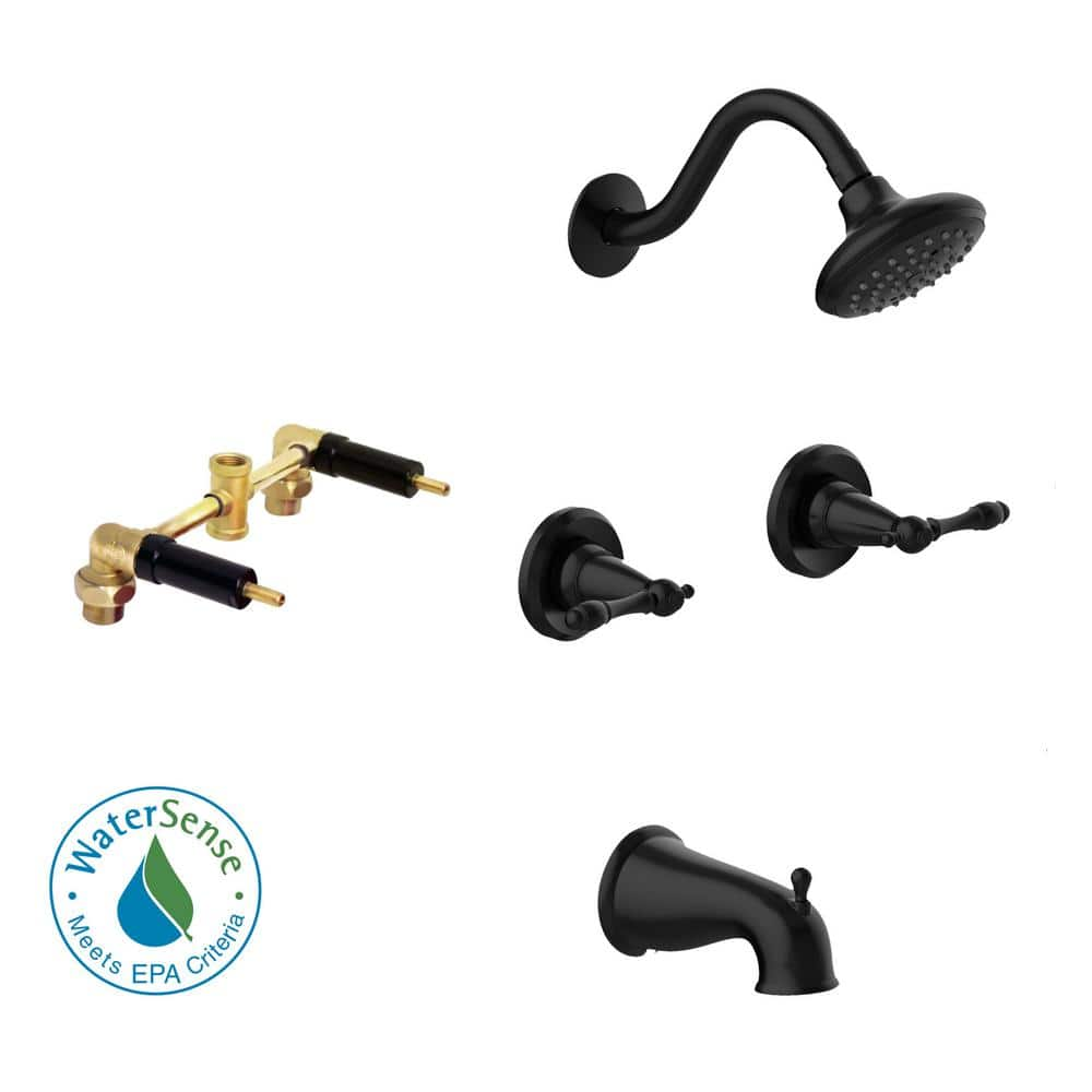 Design House Oakmont 2Handle 1Spray Tub and Shower Faucet in Matte Black