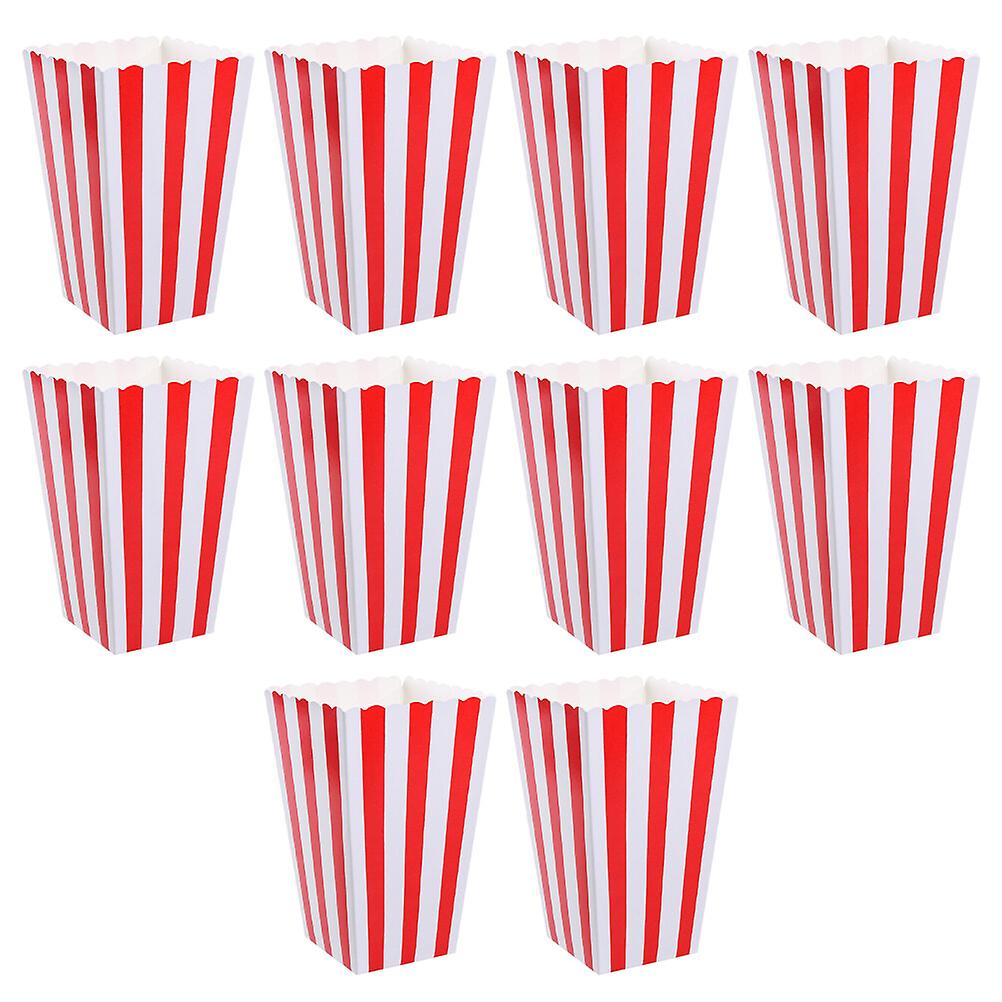 10pcs Popcorn Boxes Holds Fashion Stripes Popcorn Storage Container Popcorn Tubs