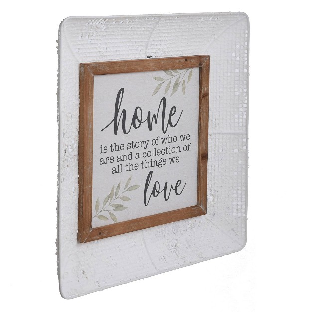 Metal Home Story Vintage Design Tray Hanging Printed Sentiment Framed Wall Canvas Stylecraft