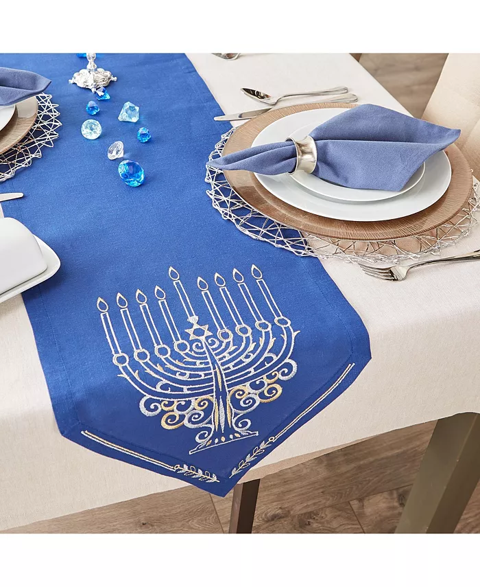 Design Imports Menorah Embroidered Table Runner