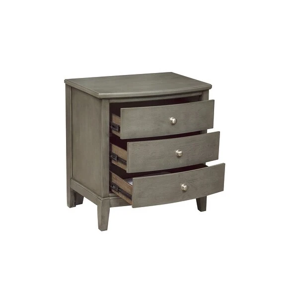 Bedroom Nightstand with 3 Drawers in Gray Finish