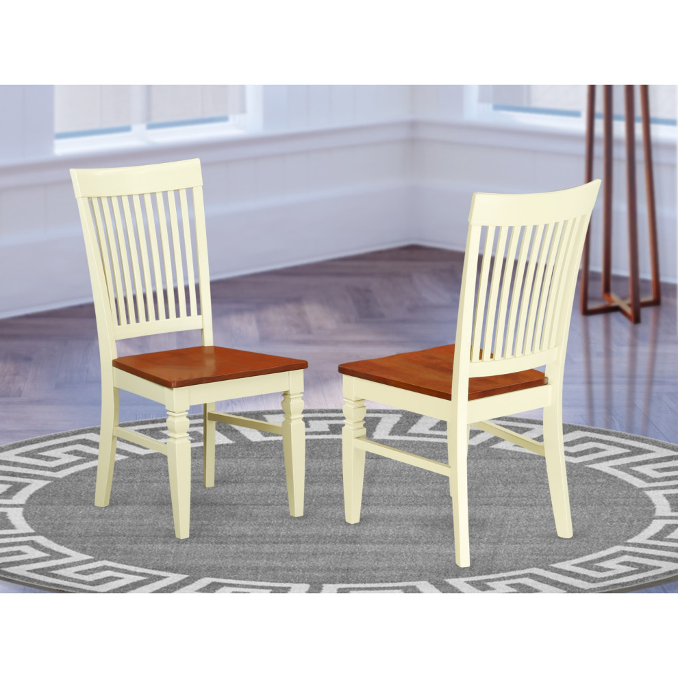 Set of 2 Weston Dining Wood Seat Chair Slatted Back  Black Finish   Traditional   Dining Chairs   by VirVentures  Houzz