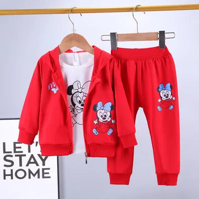 Baby Girls Boys Mickey Minnie Clothing Sets Spring Autumn Kids Outfits Hoodie+T-shirt+Pants Tracksuit Children Sport Suit