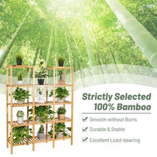 ANGELES HOME 56 in. Tall IndoorOutdoor Nature Wood Plant Stand (5-tiered) CK10-HZ012