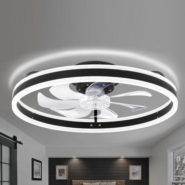 Oaks Aura Modern 20in. Low Profile Ceiling Fan with Light， 6-Speed Flush Mount Ceiling Fan， Smart App Remote Control For Bedroom Shopping - The Best Deals on Ceiling Fans | 40786745