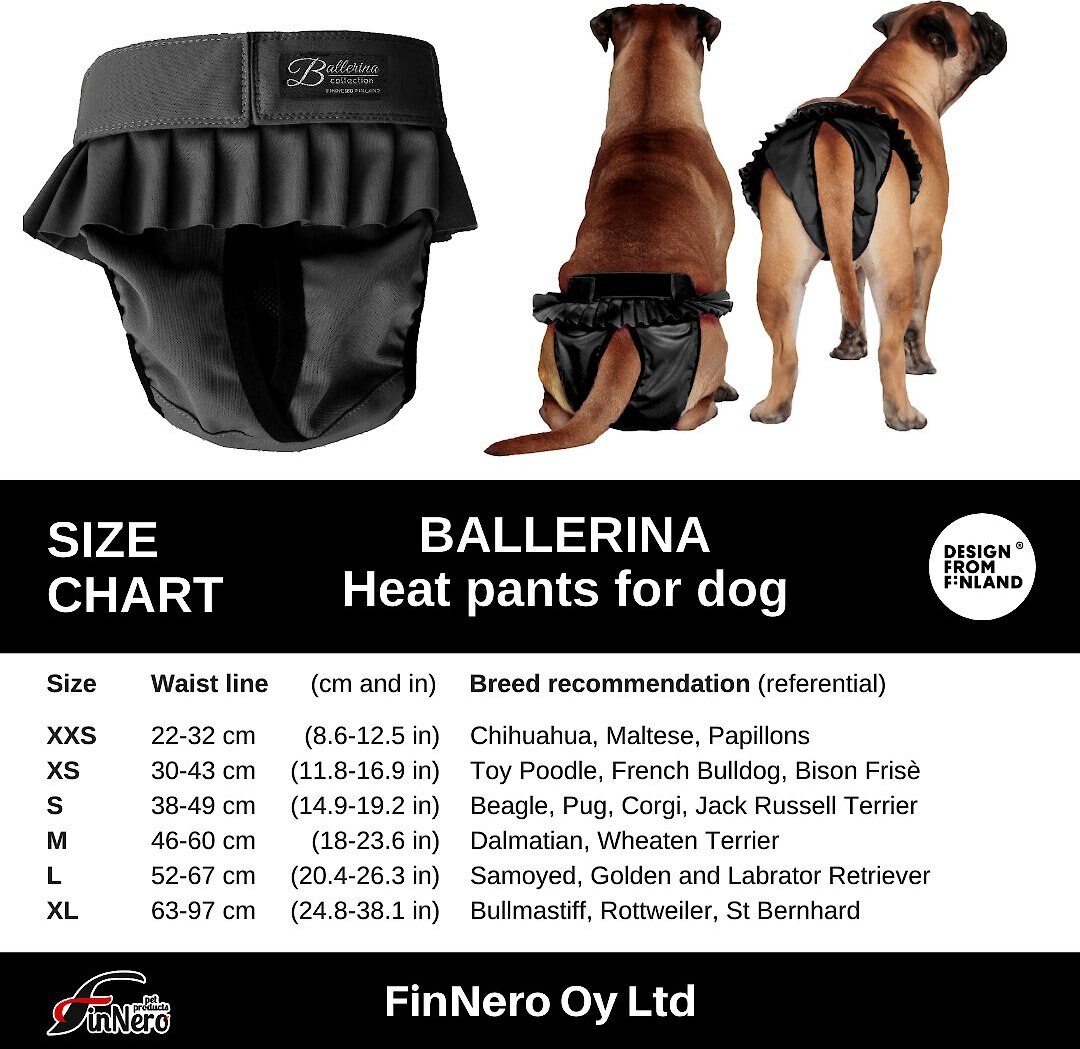 FinNero Ballerina Washable Female Heat Dog Diaper