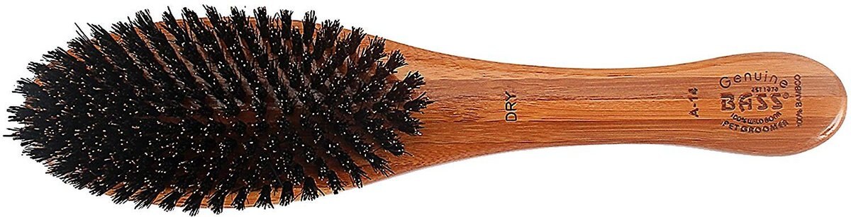 Bass Brushes Shine and Condition Pet Brush， Bamboo-Dark Finish