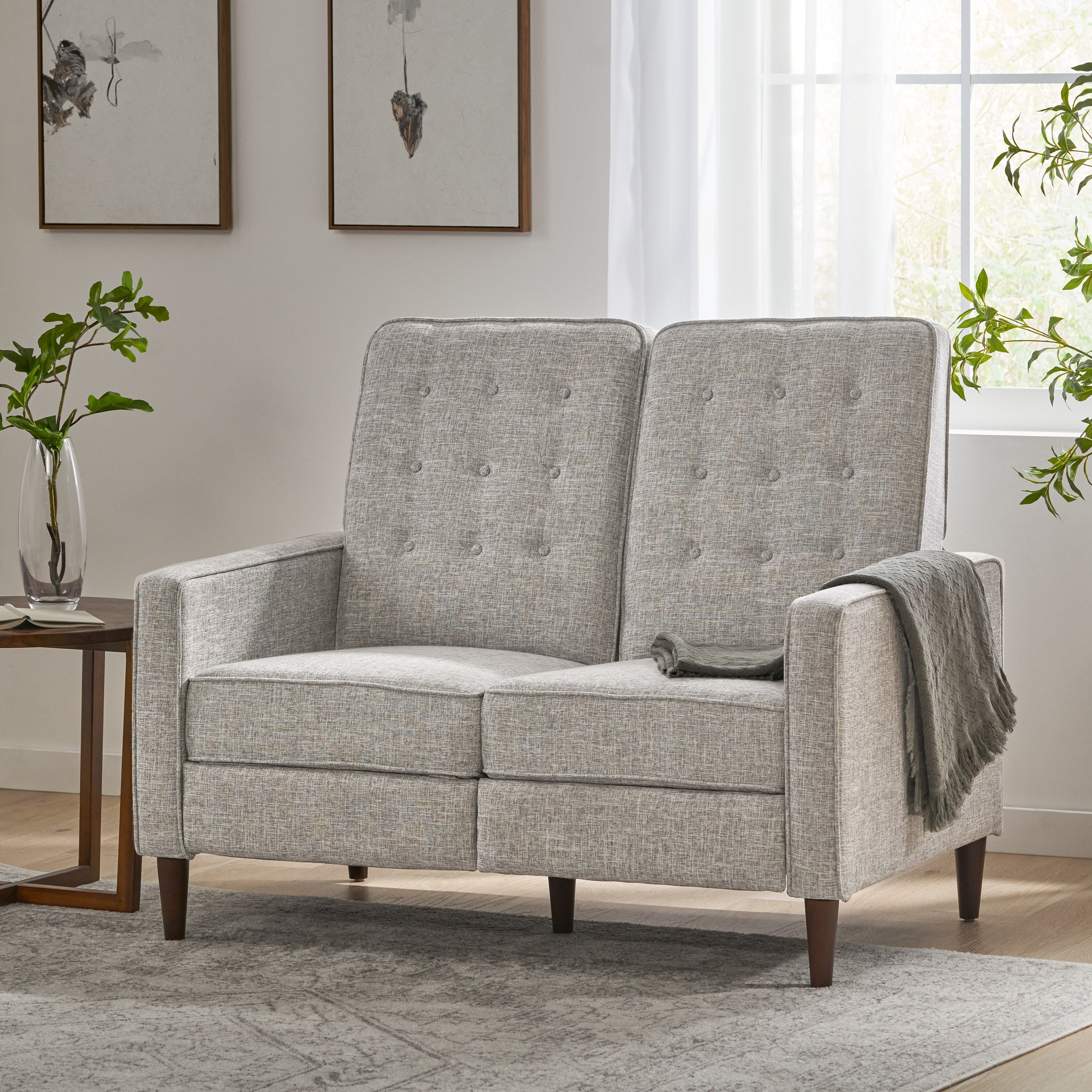 Manville Contemporary Tufted Loveseat Pushback Recliner