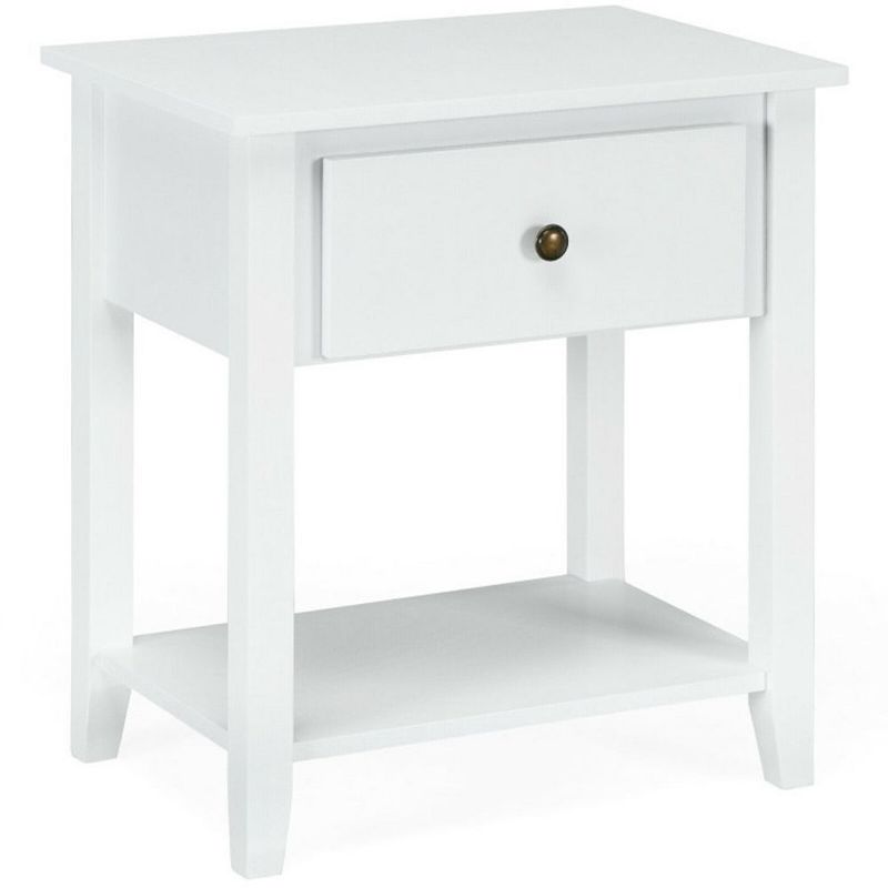 Hivago Nightstand with Drawer and Storage Shelf for Bedroom Living Room