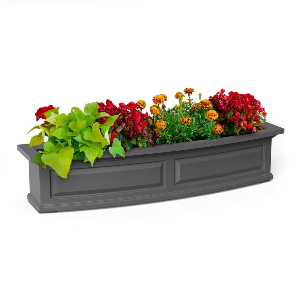 Mayne Nantucket 48 in. x 11.5 in. Self-Watering Graphite Grey Polyethylene Window Box 4831-GRG