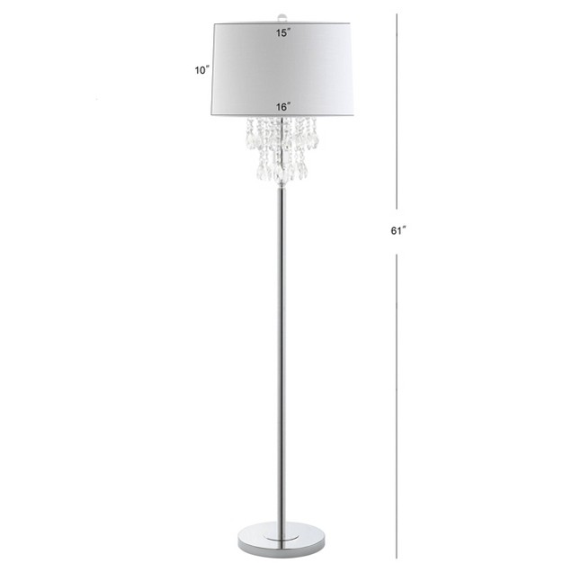 Crystal metal Abigail Floor Lamp includes Led Light Bulb Silver Jonathan Y