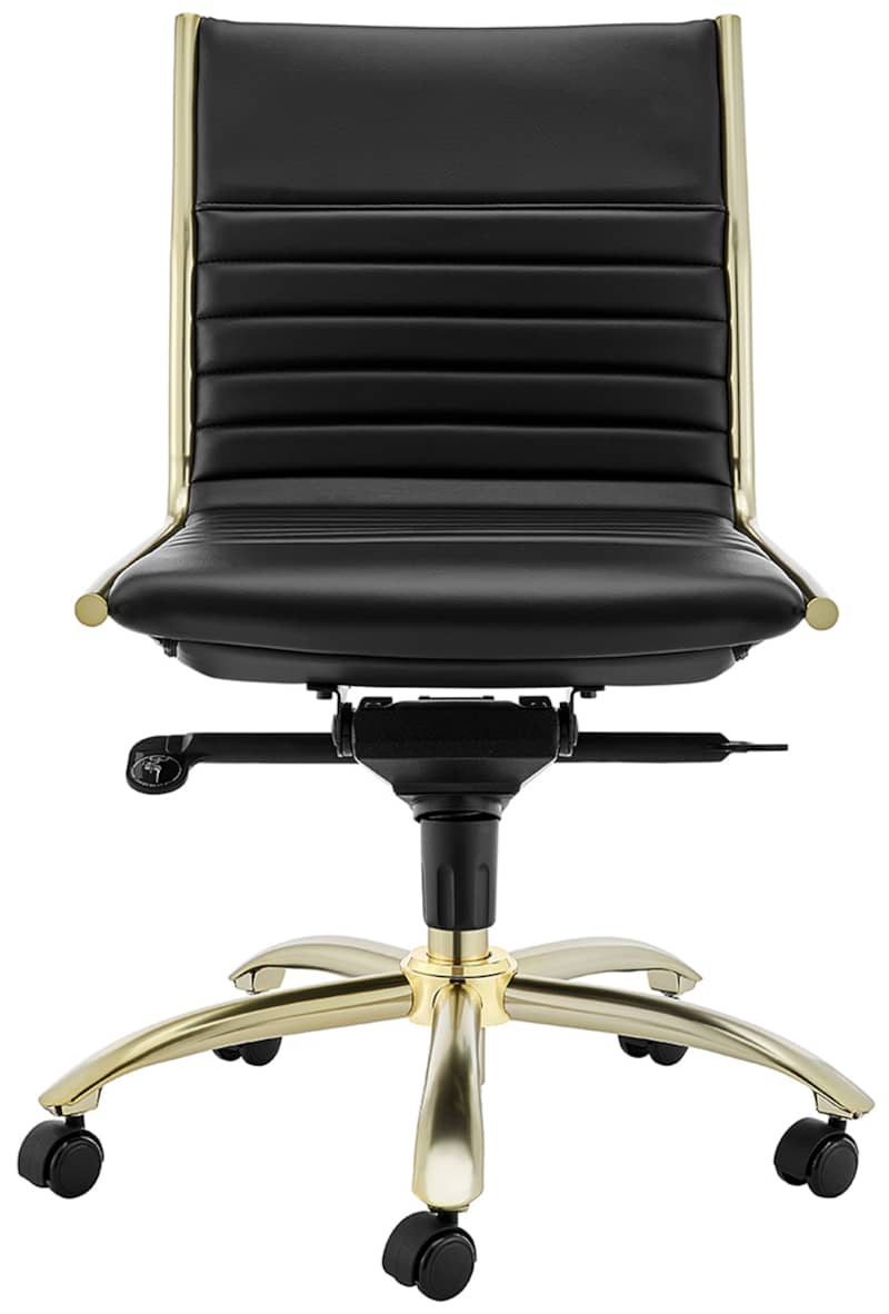 Euro Style Black and Gold Dirk Low Back Without Armrests Office Chair