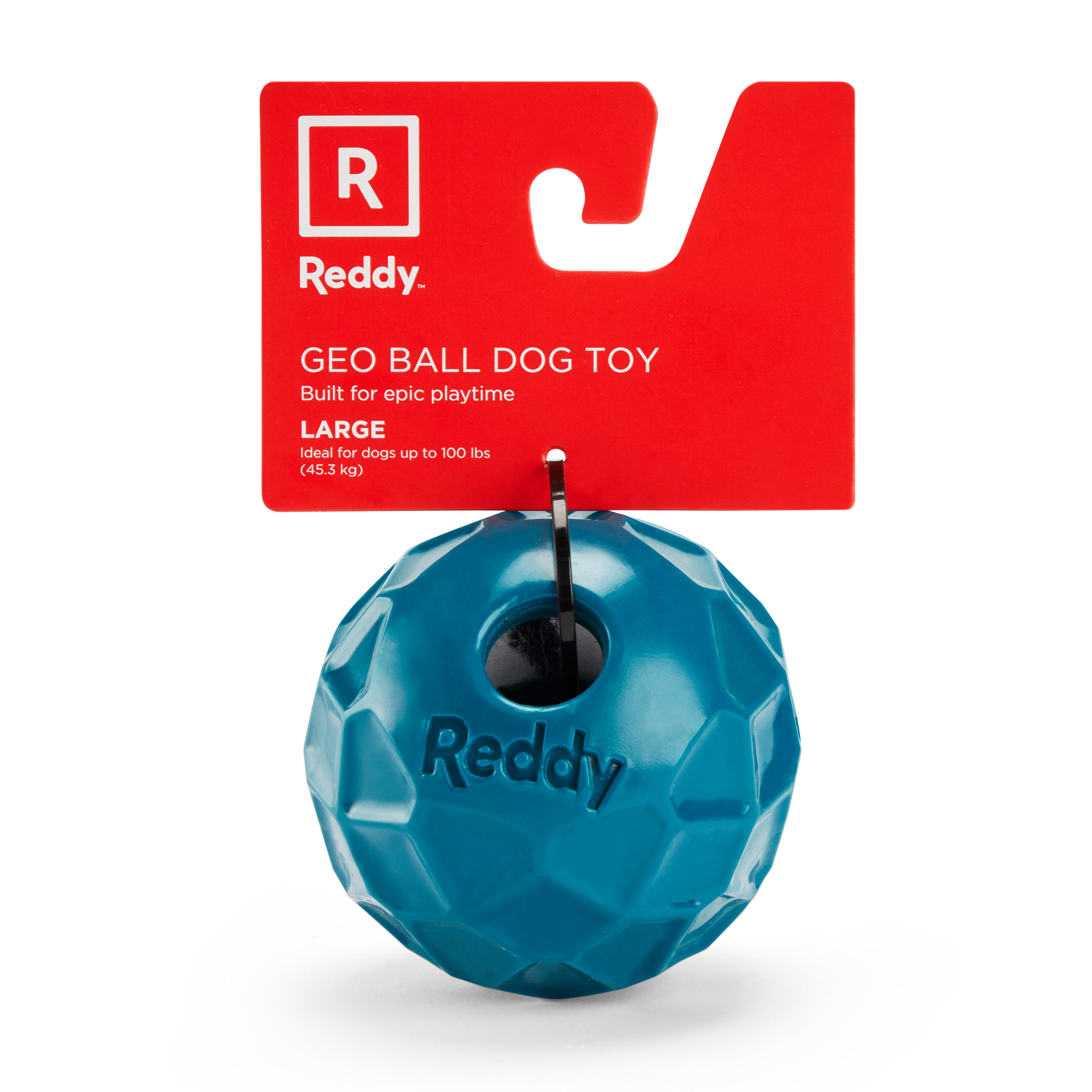 Reddy Teal Geo Ball Dog Toy， Large