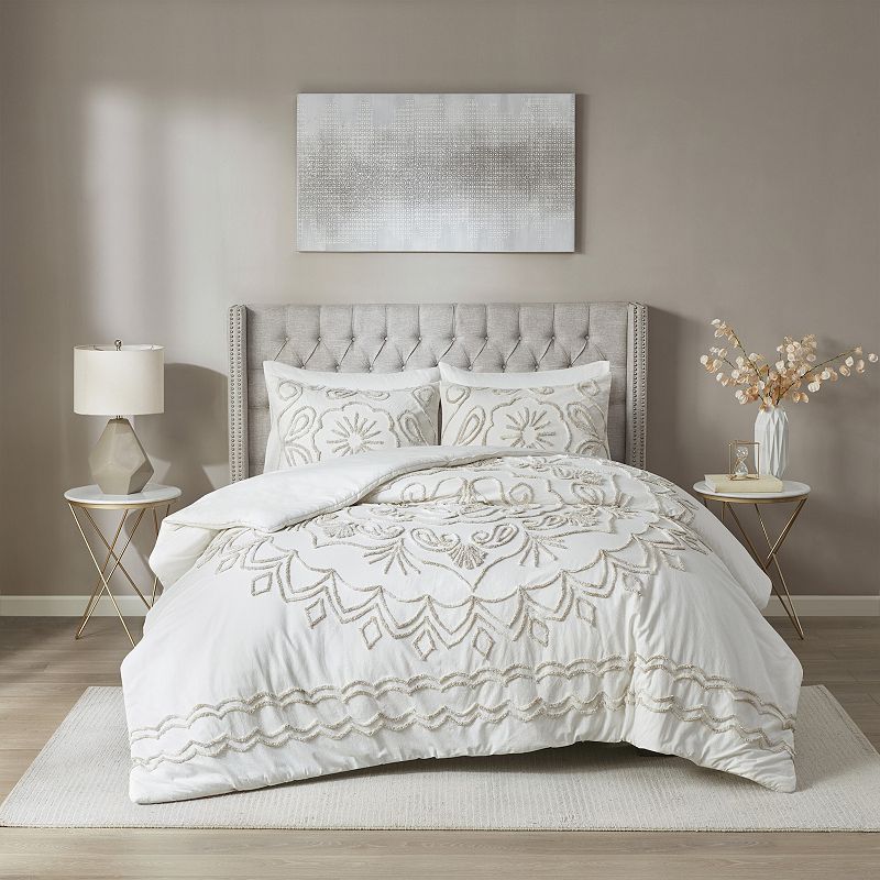 Madison Park Juliana 3-piece Tufted Cotton Chenille Duvet Cover Set with Shams